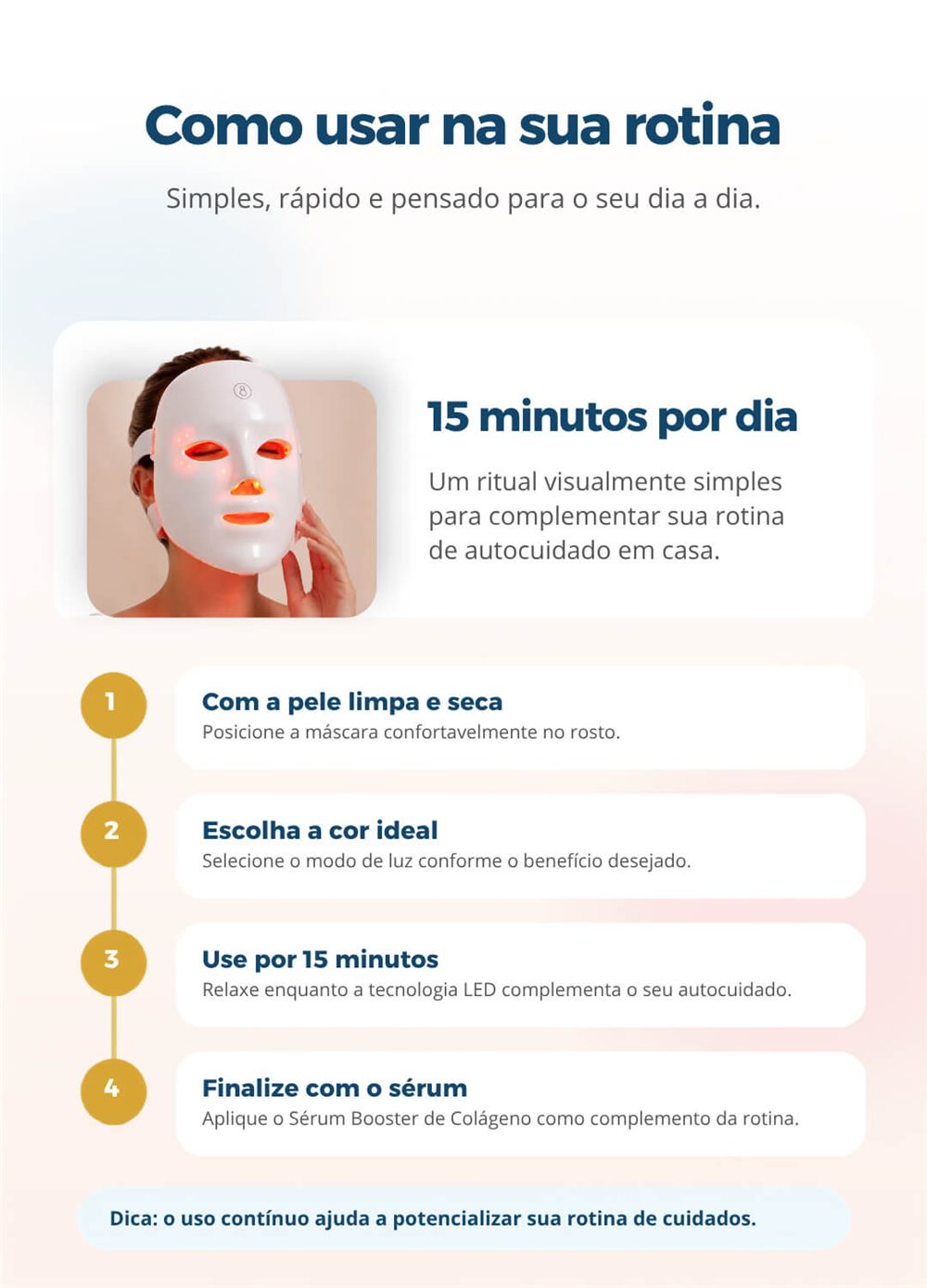 Passo a passo: use a máscara por 15 minutos e aplique o sérum facial
