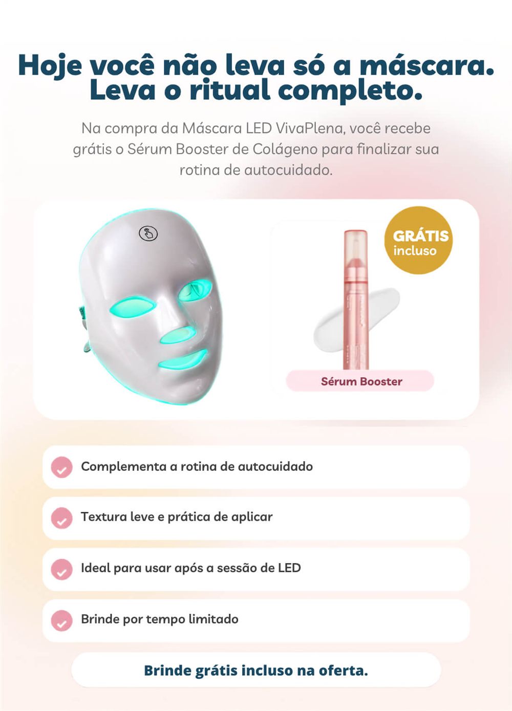 Kit VivaPlena com máscara de LED facial e sérum facial de brinde
