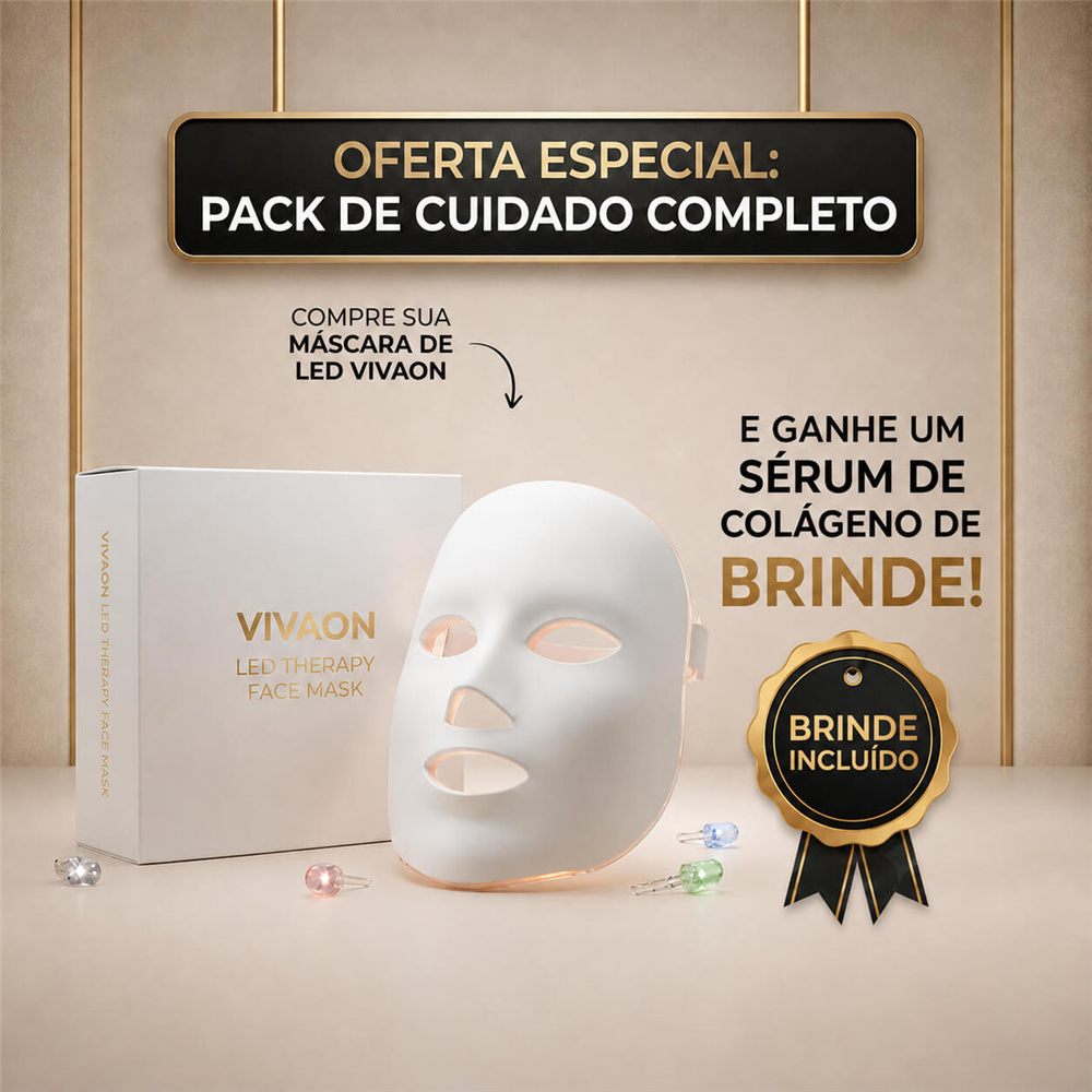Oferta especial: pack de cuidado completo com máscara de LED VivaPlena e sérum de colágeno de brinde